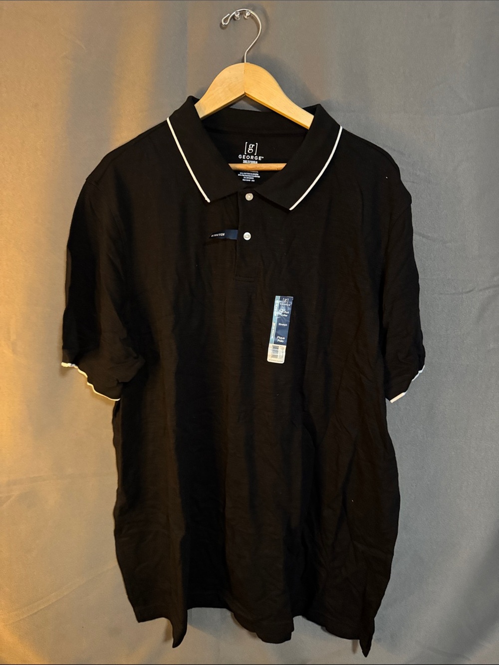 George Black Polo with White Contrast Trim